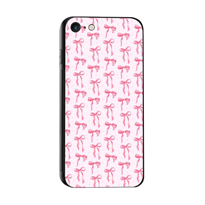 Bow Pink sleek iphone 7 cover with tempered glass back and TPU edges