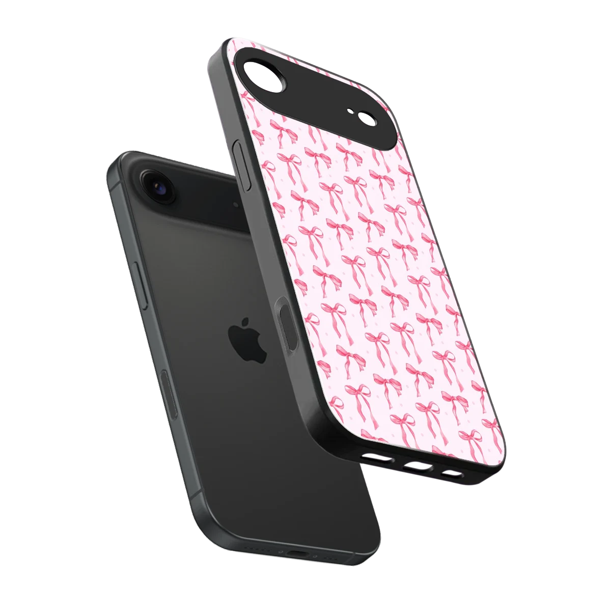 Bow Pink sleek iphone air cover with tempered glass back and TPU edges