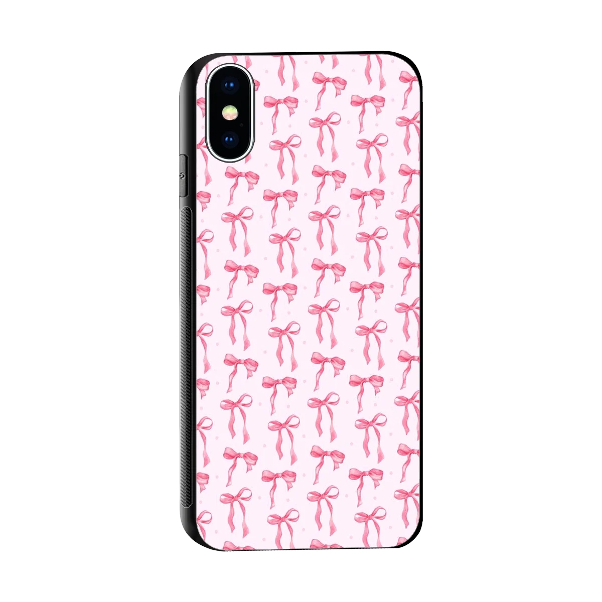 Bow Pink sleek iphone x cover with tempered glass back and TPU edges