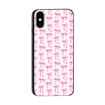 Bow Pink sleek iphone x cover with tempered glass back and TPU edges