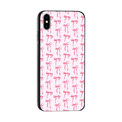 Bow Pink sleek iphone xs max cover with tempered glass back and TPU edges