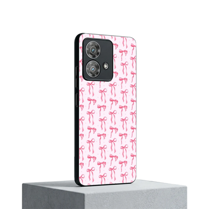 Bow Pink motorola edge 40 neo 5g mobile cover | shockproof glass phone case