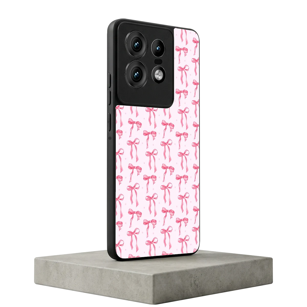 Bow Pink motorola edge 50 pro mobile cover | shockproof glass phone case