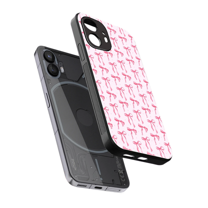 Bow Pink sleek nothing phone 2 cover with tempered glass back and TPU edges