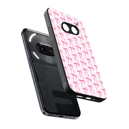 Bow Pink sleek nothing phone 2a cover with tempered glass back and TPU edges