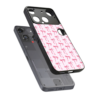 Bow Pink sleek nothing phone 3 cover with tempered glass back and TPU edges
