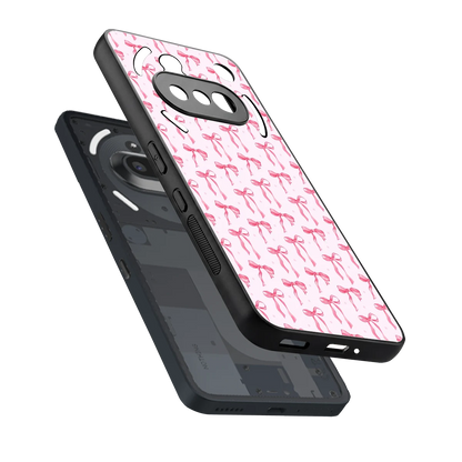 Bow Pink sleek nothing phone 3a cover with tempered glass back and TPU edges