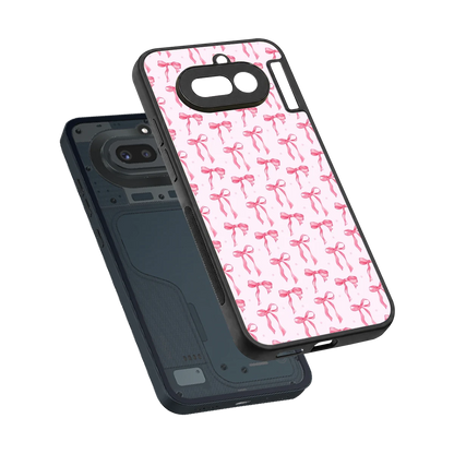 Bow Pink sleek nothing phone 4a cover with tempered glass back and TPU edges