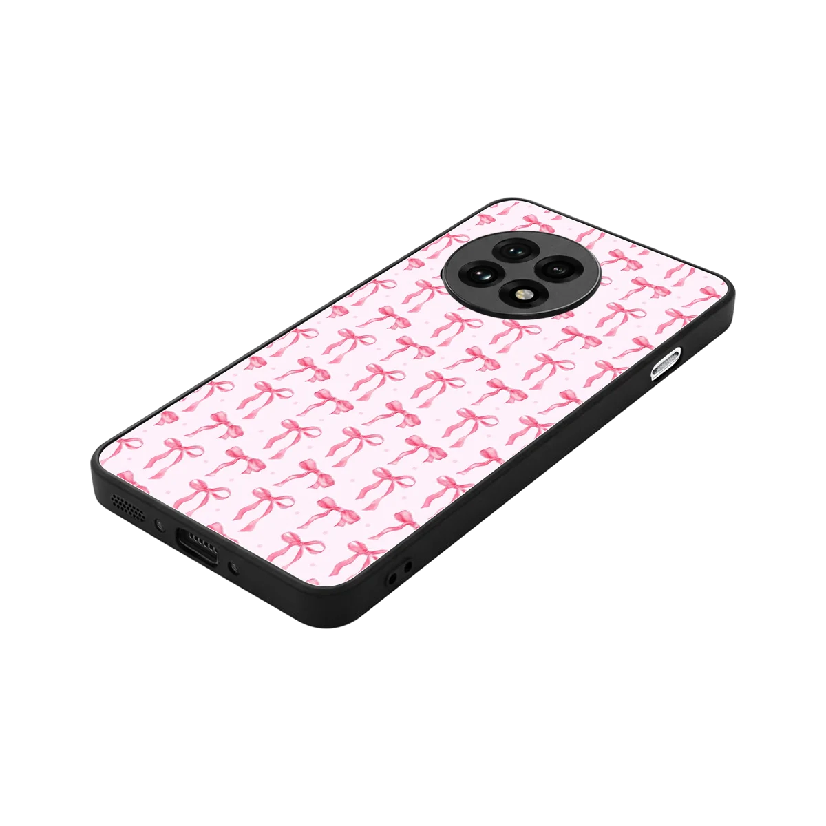 Bow Pink stylish phone case for oneplus 13r | glossy glass and slim fit