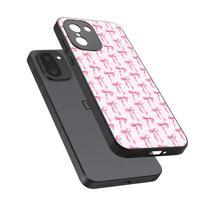 Bow Pink sleek oneplus 15r cover with tempered glass back and TPU edges