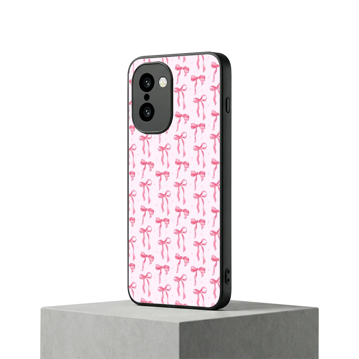 Bow Pink oneplus 15r mobile cover | shockproof glass phone case