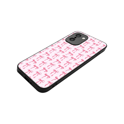 Bow Pink stylish phone case for oneplus 15r | glossy glass and slim fit