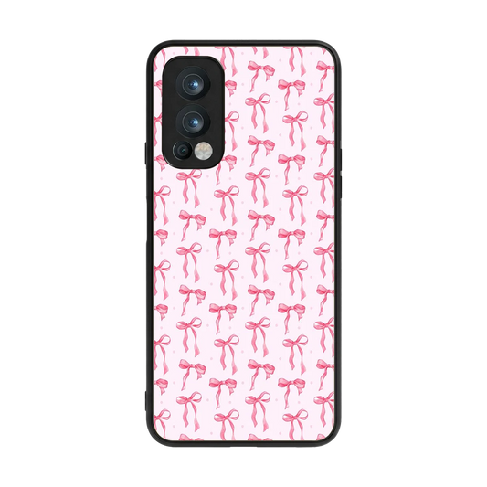 Bow Pink back phone cover | glass case for oneplus nord 2