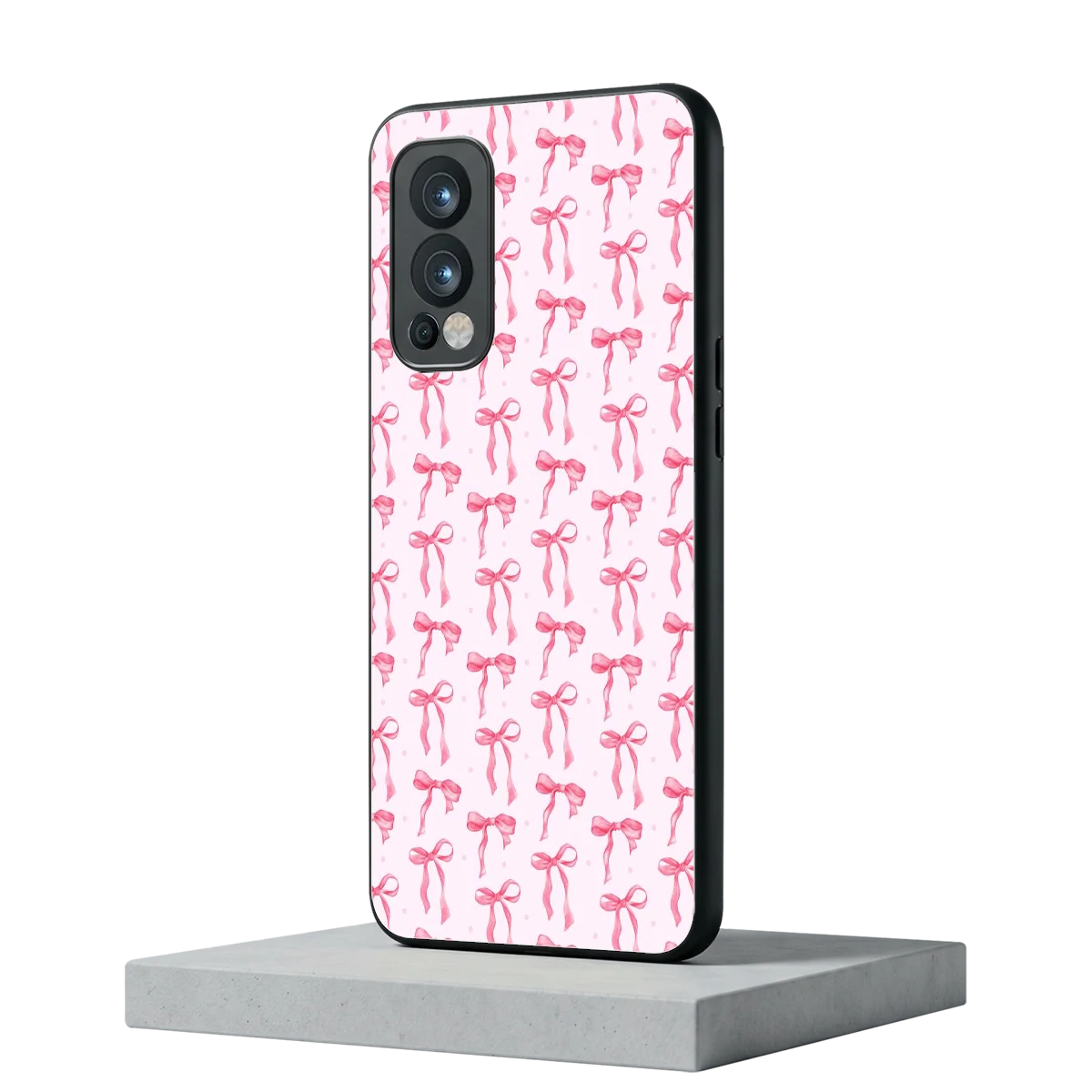 Bow Pink oneplus nord 2 mobile cover | shockproof glass phone case