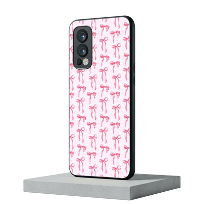 Bow Pink oneplus nord 2 mobile cover | shockproof glass phone case
