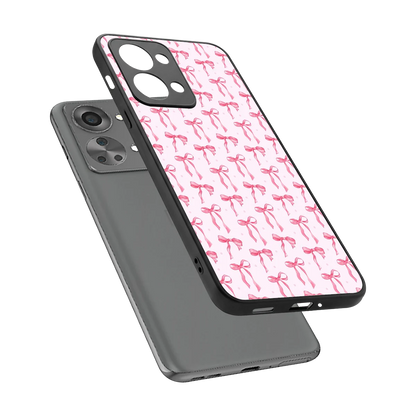 Bow Pink sleek oneplus nord 2t cover with tempered glass back and TPU edges