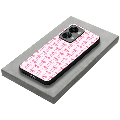 Bow Pink stylish phone case for oneplus nord 2t | glossy glass and slim fit