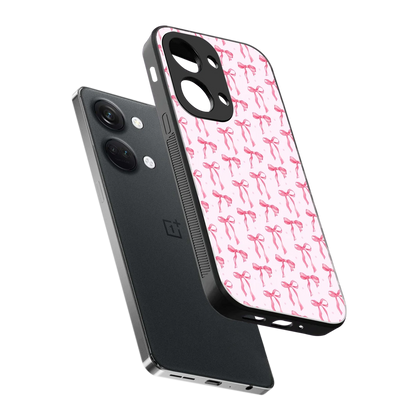 Bow Pink sleek oneplus nord 3 cover with tempered glass back and TPU edges