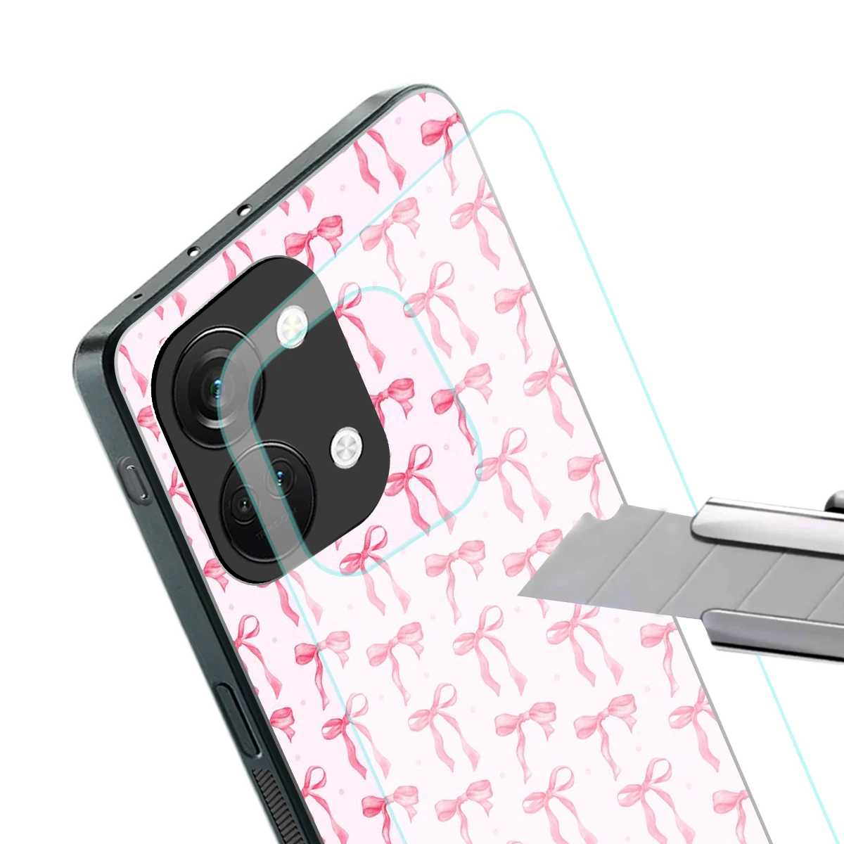 Bow Pink stylish phone case for oneplus nord 3 | glossy glass and slim fit