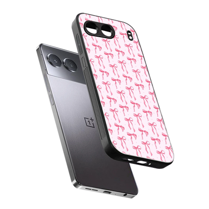 Bow Pink sleek oneplus nord 4 cover with tempered glass back and TPU edges