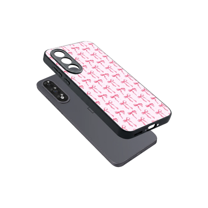 Bow Pink sleek oneplus nord 5 cover with tempered glass back and TPU edges