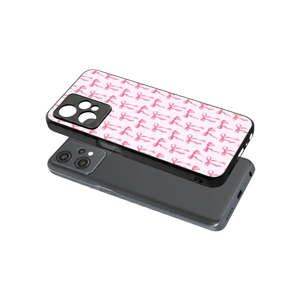 Bow Pink sleek oneplus nord ce 2 lite cover with tempered glass back and TPU edges