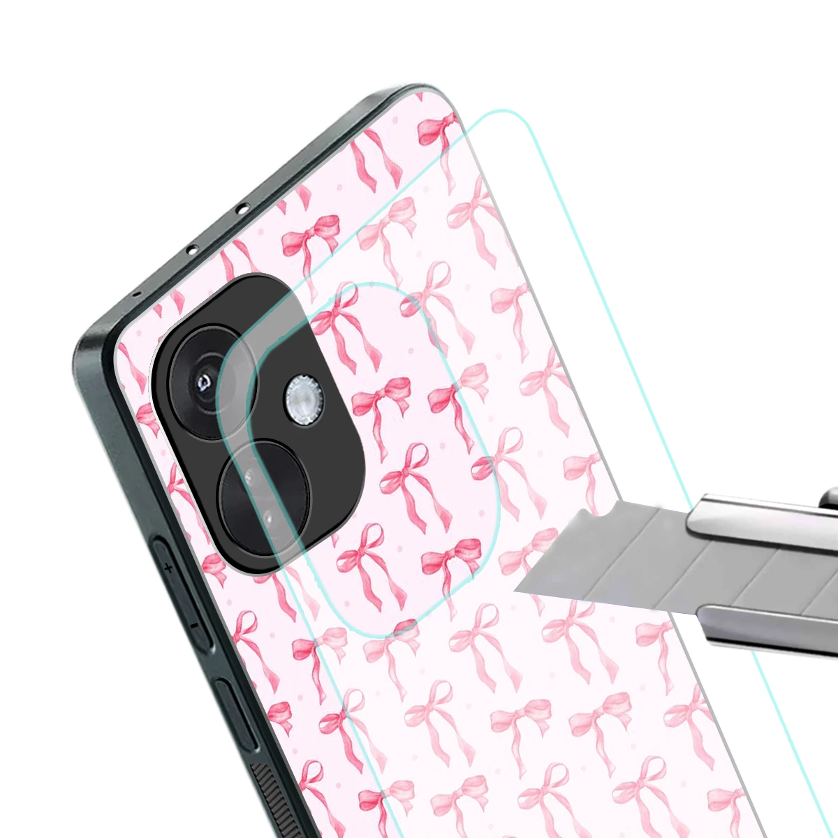 Bow Pink stylish phone case for oneplus nord ce 3 | glossy glass and slim fit