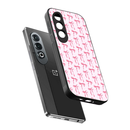 Bow Pink sleek oneplus nord ce 4 cover with tempered glass back and TPU edges