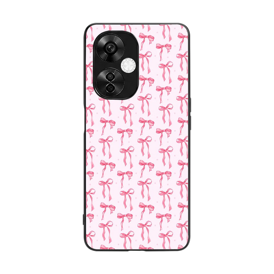 Bow Pink back phone cover | glass case for oneplus nord ce 3 lite