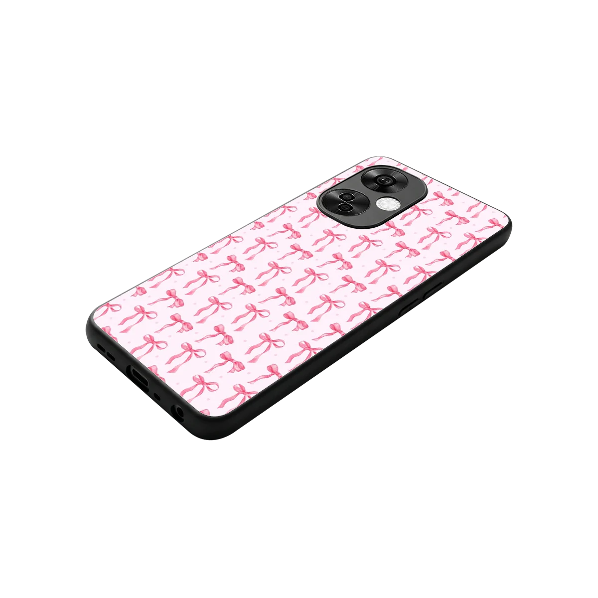 Bow Pink stylish phone case for oneplus nord ce 3 lite | glossy glass and slim fit