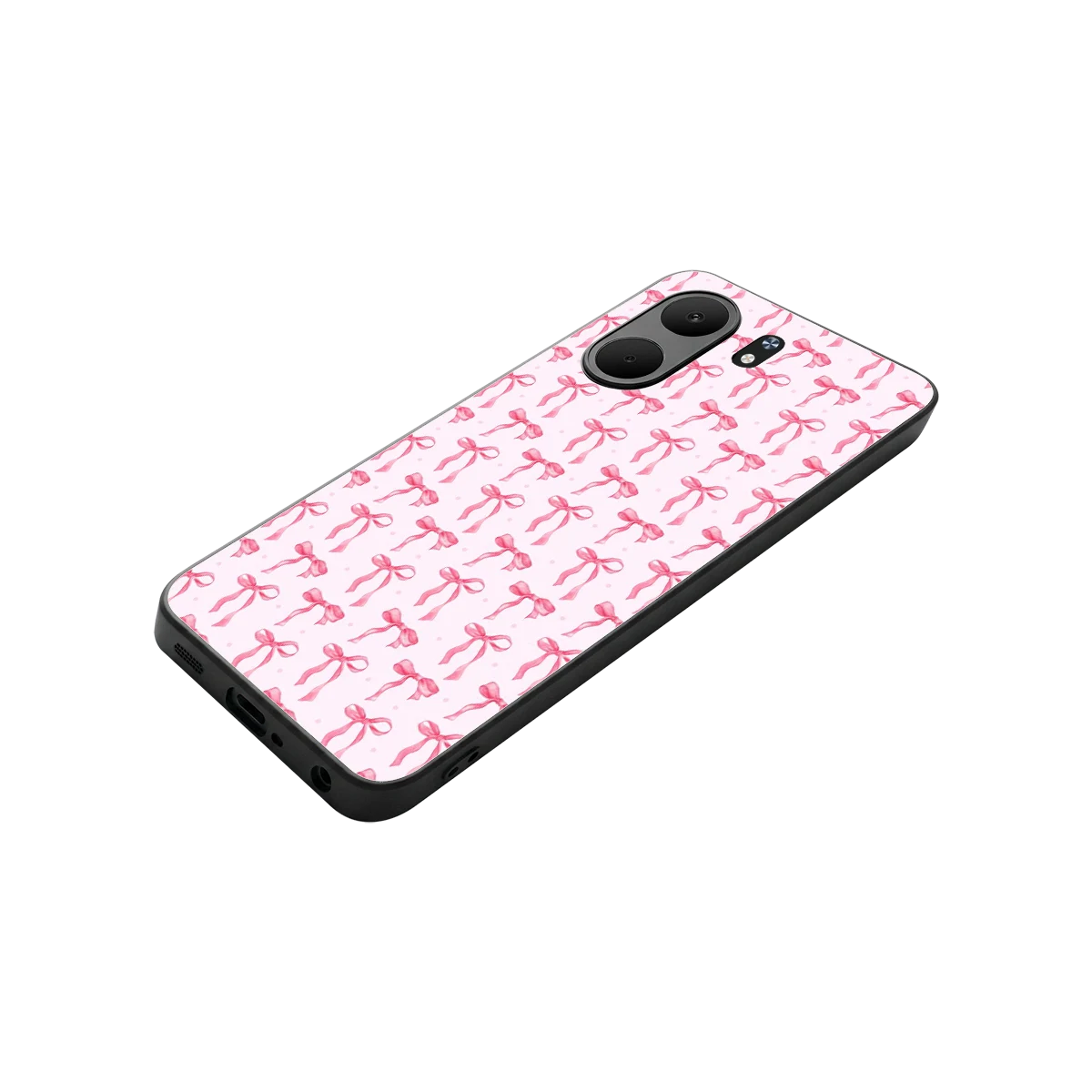 Bow Pink stylish phone case for oppo a5x 5g | glossy glass and slim fit