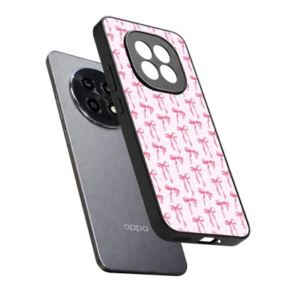 Bow Pink sleek oppo f29 pro 5g cover with tempered glass back and TPU edges