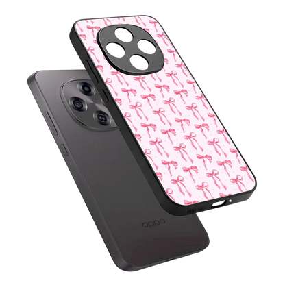 Bow Pink sleek oppo f31 pro 5g cover with tempered glass back and TPU edges