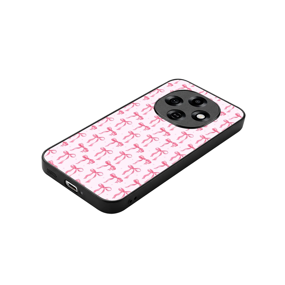 Bow Pink stylish phone case for oppo f31 pro 5g | glossy glass and slim fit
