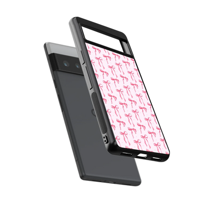 Bow Pink sleek google pixel 6 pro cover with tempered glass back and TPU edges