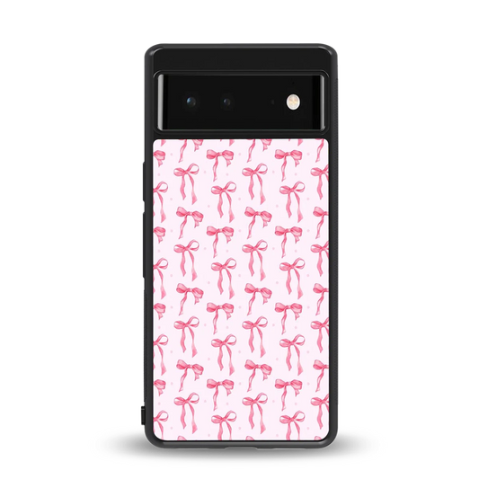 Bow Pink back phone cover | glass case for google pixel 6a