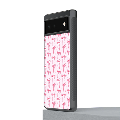 Bow Pink stylish phone case for google pixel 6 | glossy glass and slim fit