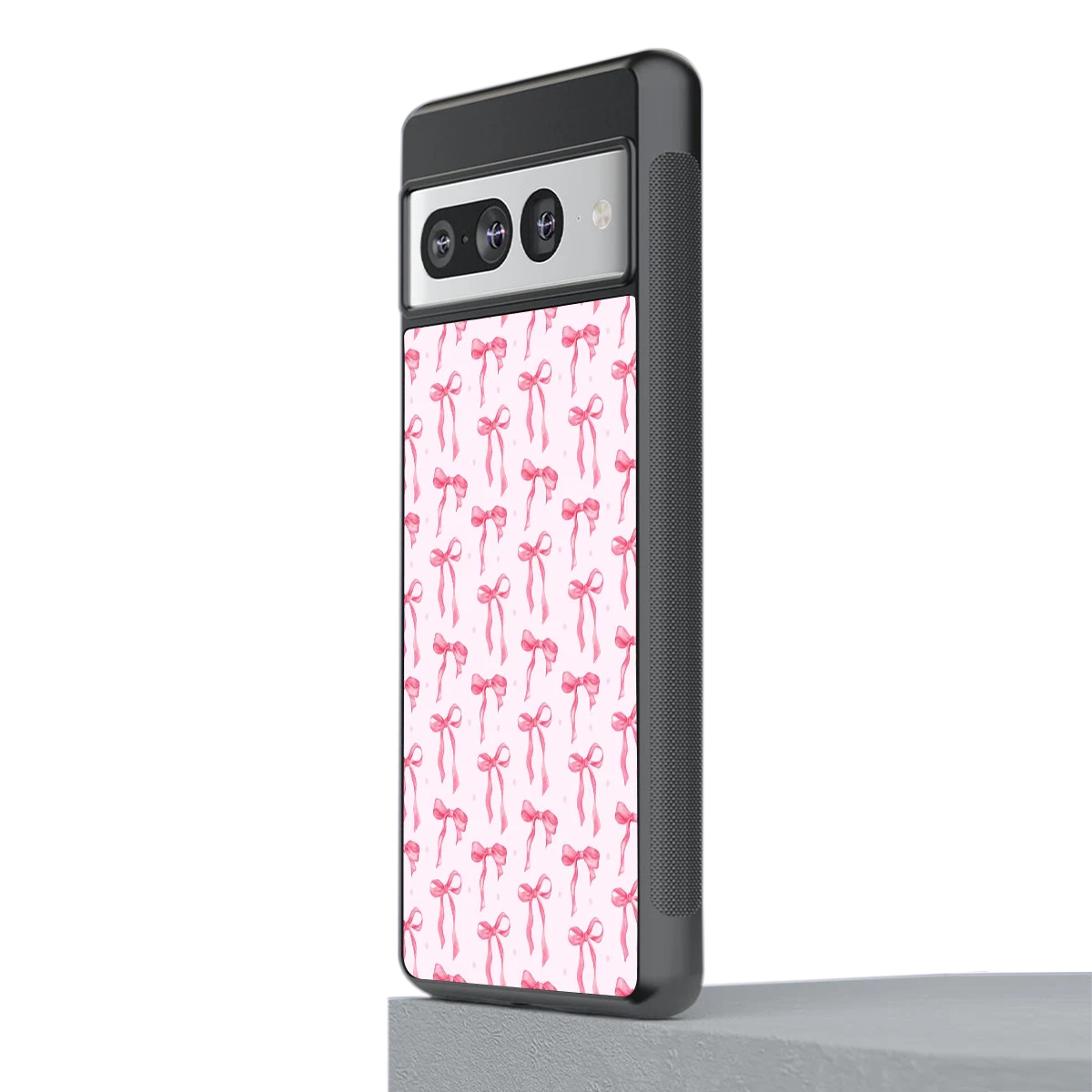 Bow Pink stylish phone case for google pixel 7 pro | glossy glass and slim fit