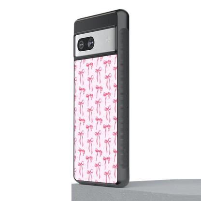 Bow Pink stylish phone case for google pixel 7 | glossy glass and slim fit
