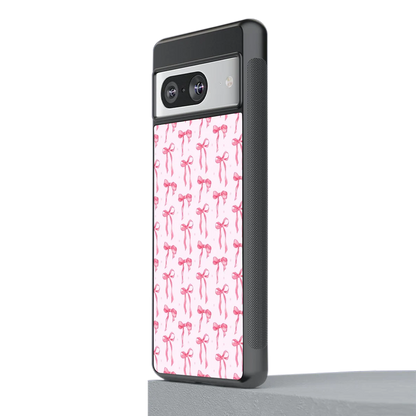 Bow Pink stylish phone case for google pixel 8 | glossy glass and slim fit