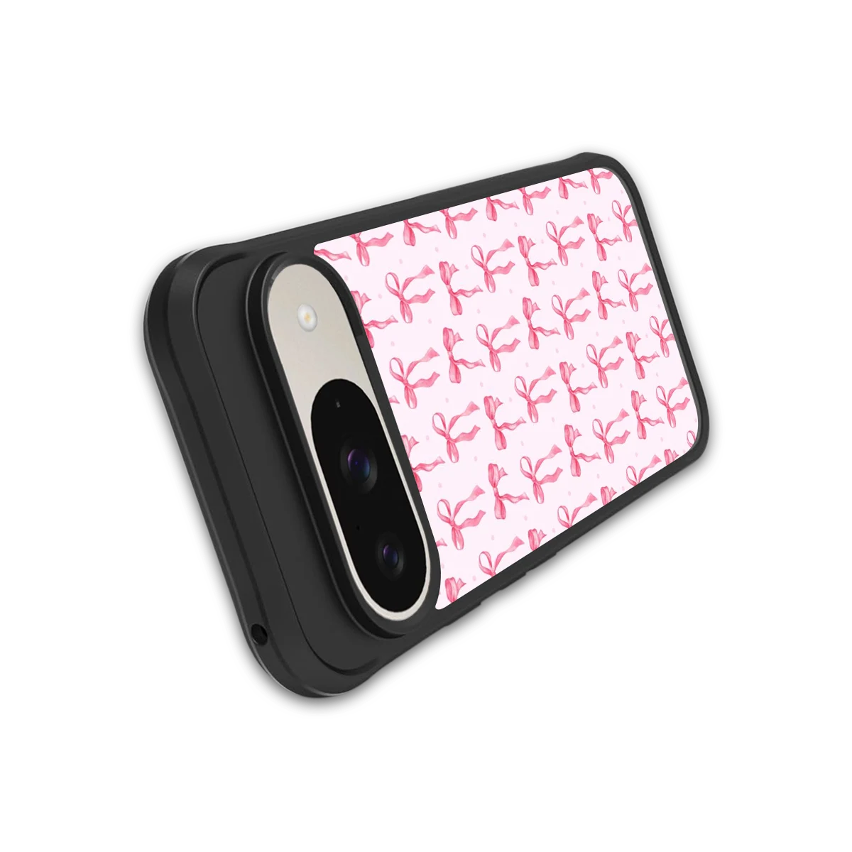 Bow Pink stylish phone case for google pixel 9 | glossy glass and slim fit