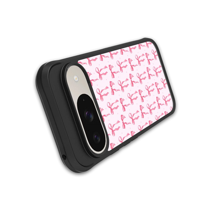 Bow Pink stylish phone case for google pixel 9 | glossy glass and slim fit