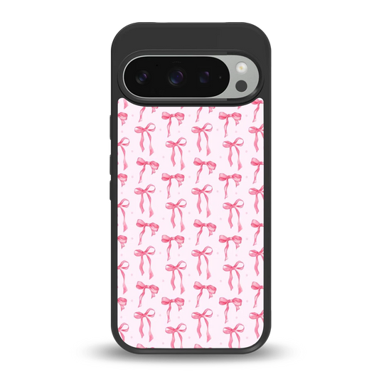 Bow Pink back phone cover | glass case for google pixel 9 pro