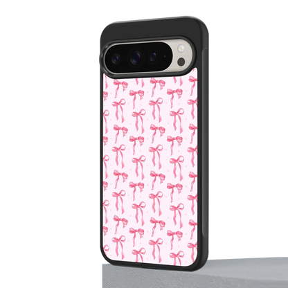 Bow Pink google pixel 9 pro mobile cover | shockproof glass phone case