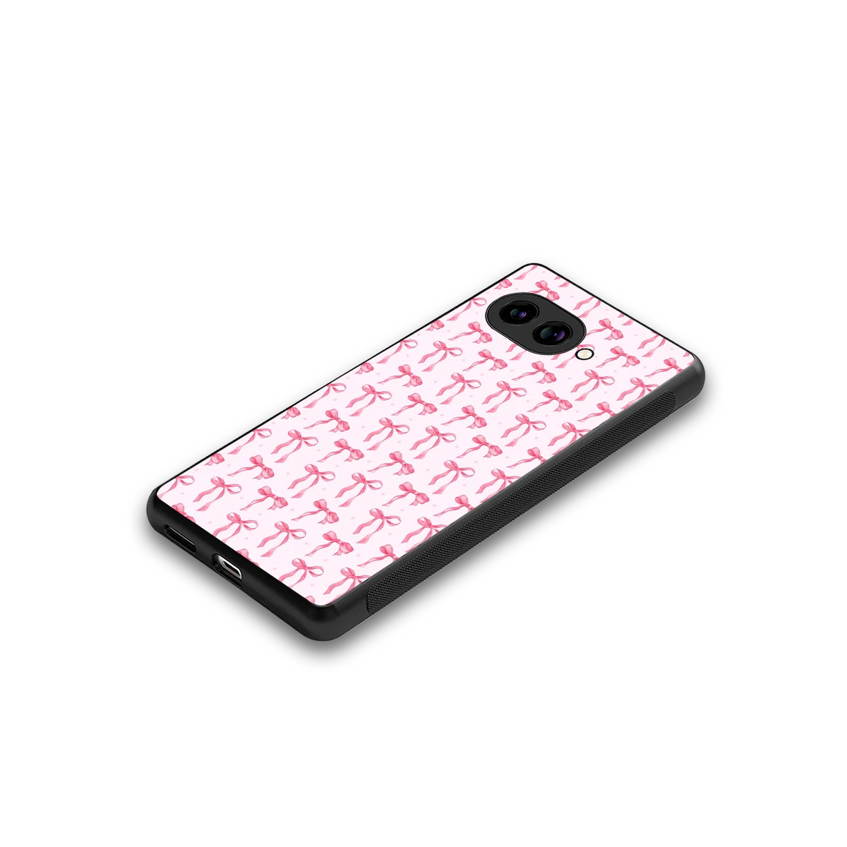 Bow Pink stylish phone case for google pixel 10a | glossy glass and slim fit