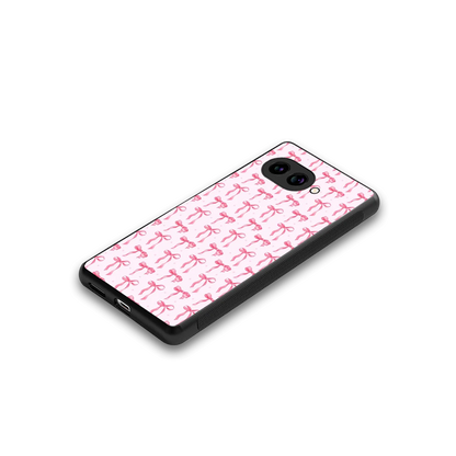 Bow Pink stylish phone case for google pixel 10a | glossy glass and slim fit