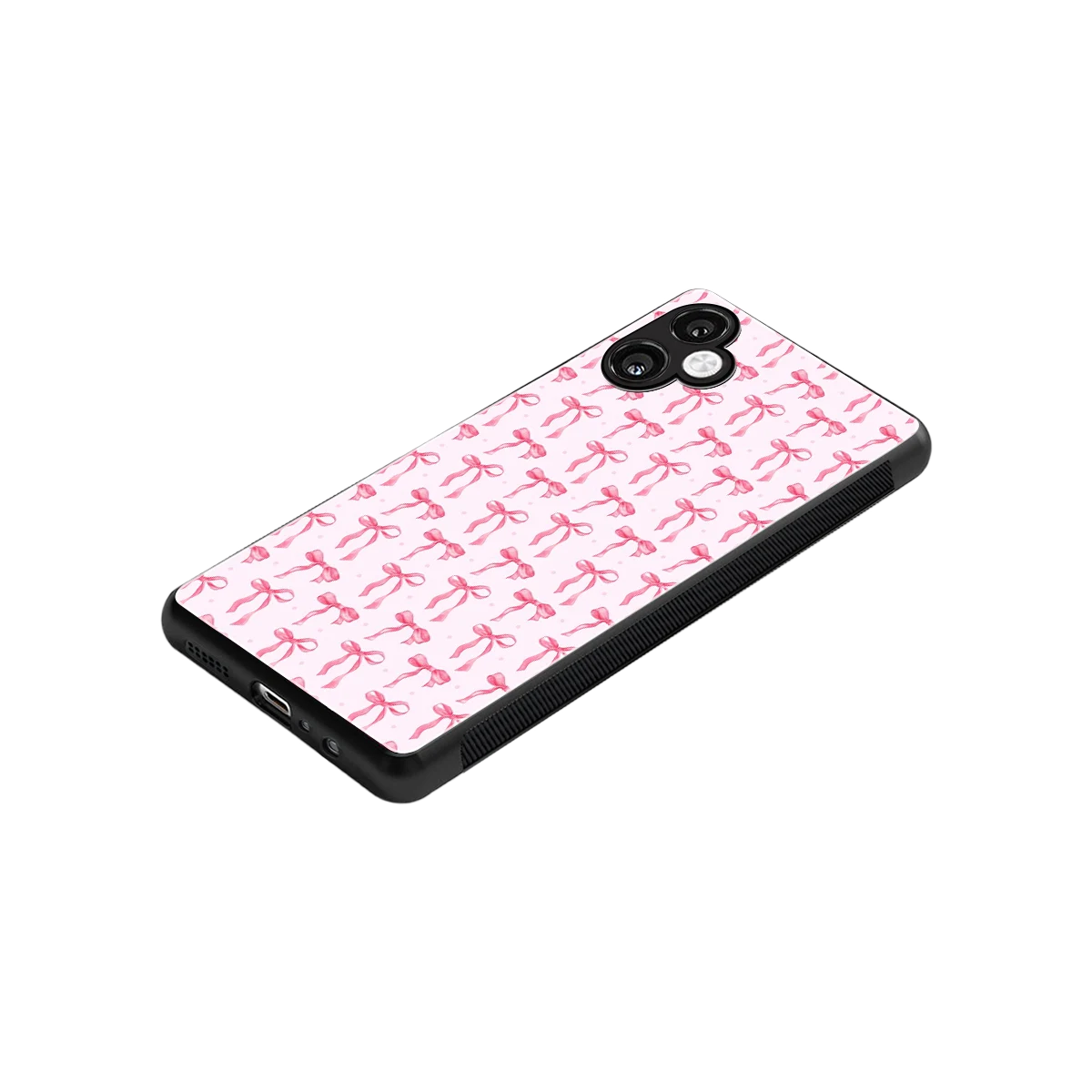 Bow Pink stylish phone case for samsung galaxy a06 5g | glossy glass and slim fit
