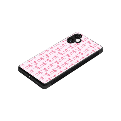 Bow Pink stylish phone case for samsung galaxy a06 5g | glossy glass and slim fit