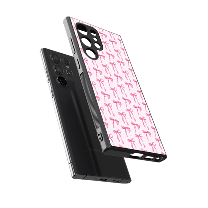 Bow Pink sleek samsung galaxy s23 ultra cover with tempered glass back and TPU edges