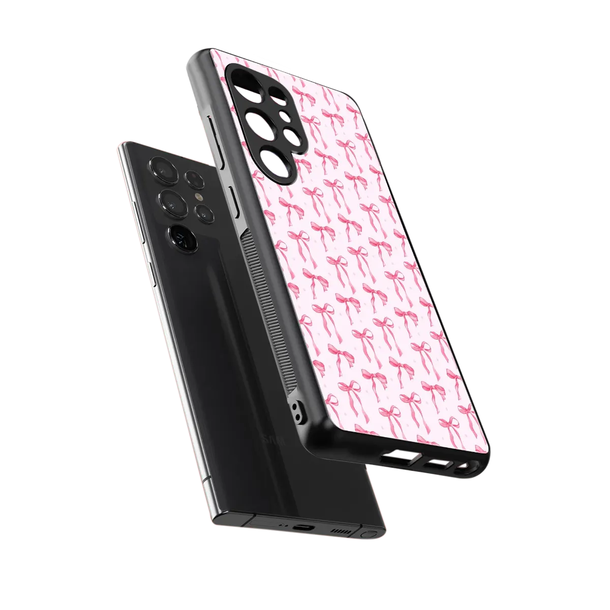 Bow Pink sleek samsung galaxy s26 ultra cover with tempered glass back and TPU edges